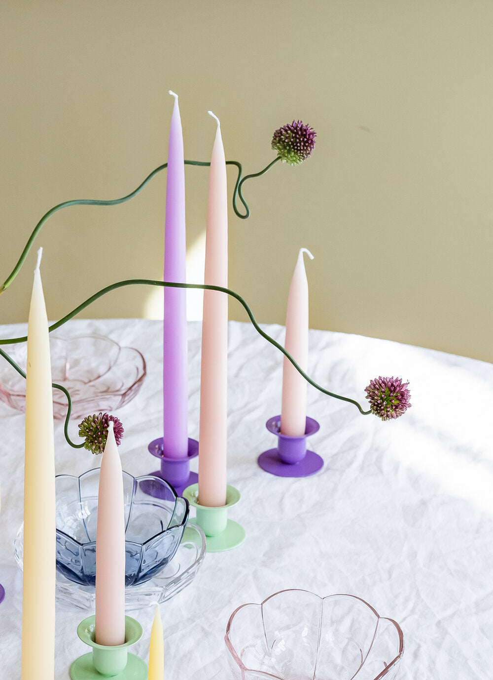 Dyppede stagelys, Lys Rosa - 4 stk.